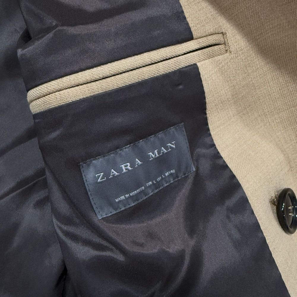 Zara Man Overcoat Blazer Brown Tan Men's L Bottom Closure - Picture 10 of 14